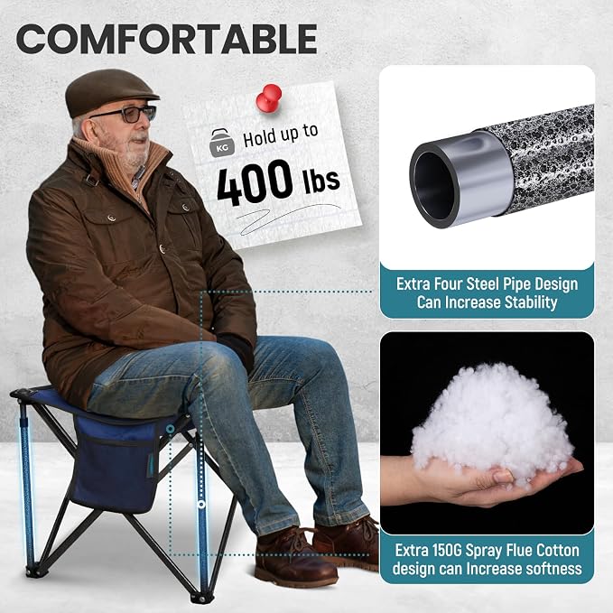 FUNDANGO Folding Camping Stool, 2 Pack 18.1 Inch Oversized Foot Stools 400 Lbs - Image 3