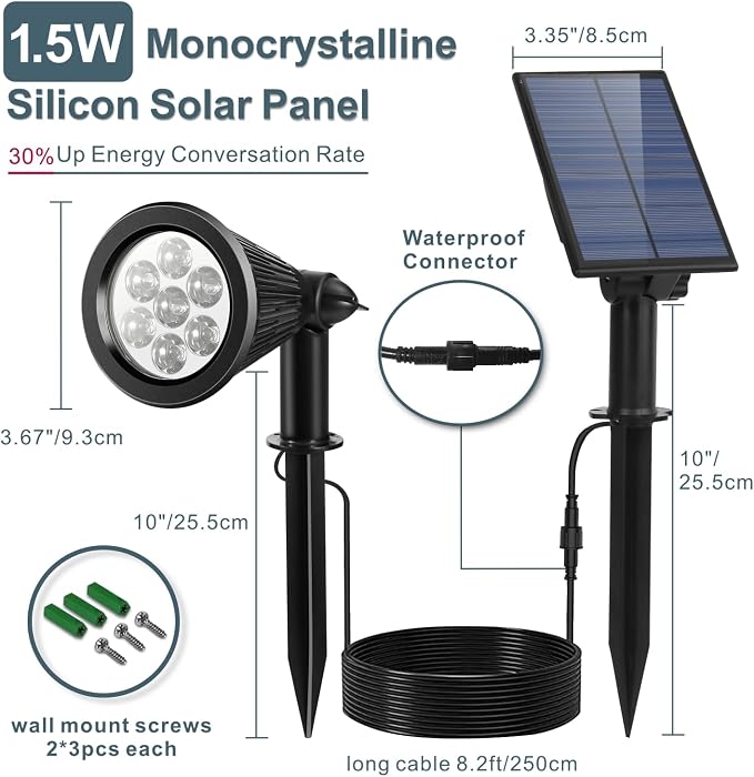 Solar Spotlights Outdoor for Flag Pole, Bright 7-LED Solar Spot Lights - Image 7