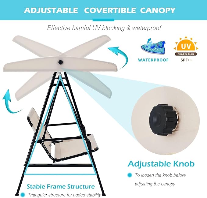 AECOJOY 2-Seat Outdoor Patio Swing Chair - Image 2