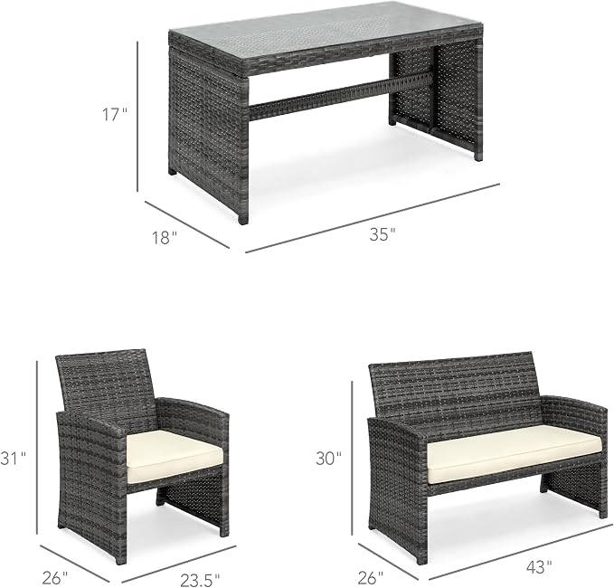 Best Choice Products 4-Piece Outdoor Wicker Patio Conversation Furniture Set - Image 7