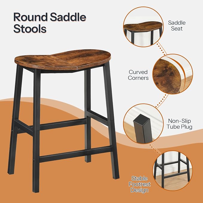 HOOBRO Bar Stools Set of 2, Counter Height Bar Stools, 23.6 Inch Barstools - Image 5