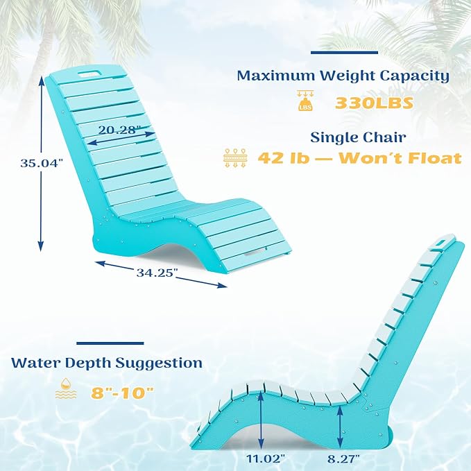 MELLCOM HDPE Pool Lounge Chair, in Pool Lounge Chair up to 10-Inches of Water - Image 3
