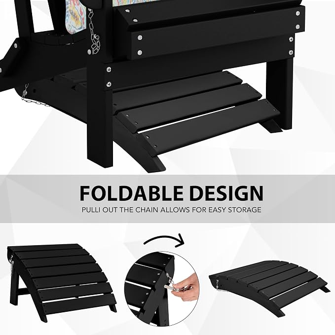 Sundale Outdoor Folding Plastic Adirondack Ottoman, All-Weather Adirondack - Image 5