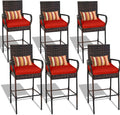 Sundale Outdoor Wicker Bar Stool Set of 6, Patio Counter Height Pub Chair by SundaleOutdoor