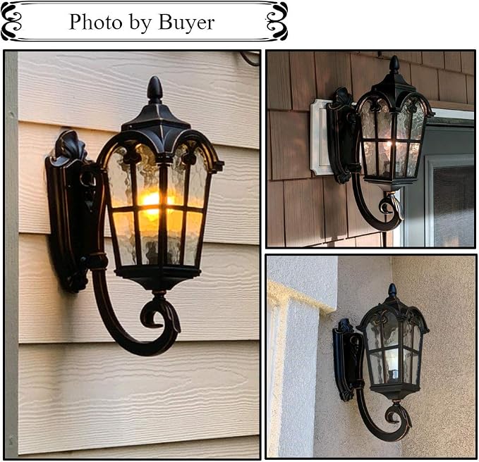 LONEDRUID Dusk to Dawn Sensor Outdoor Wall Light Fixtures Black Roman 17.71" H - Image 7