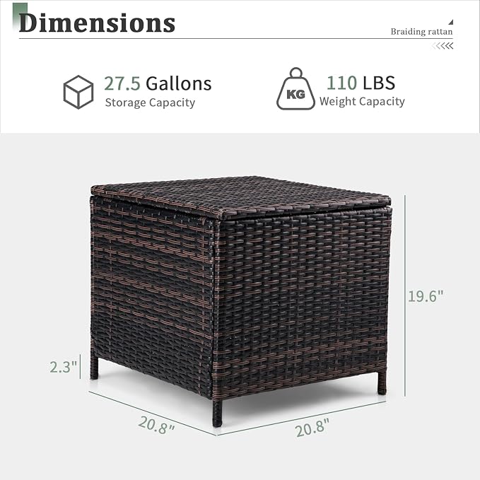 Outvita Outdoor Side Table, Rattan Coffee Table - Image 3
