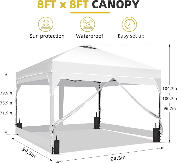GDY 8x8FT Outdoor Pop Up Canopy Tent - Image 3