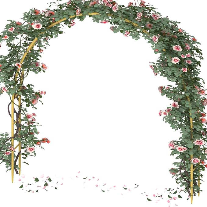 Queension Metal Wedding Arch for Ceremony Party Decoration 7Ft Wide 7.7Ft High by Queension