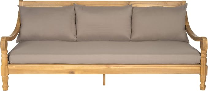 Safavieh Outdoor Collection Pasadena Brown /Taupe Acacia Wood Cushioned Daybed by SAFAVIEH