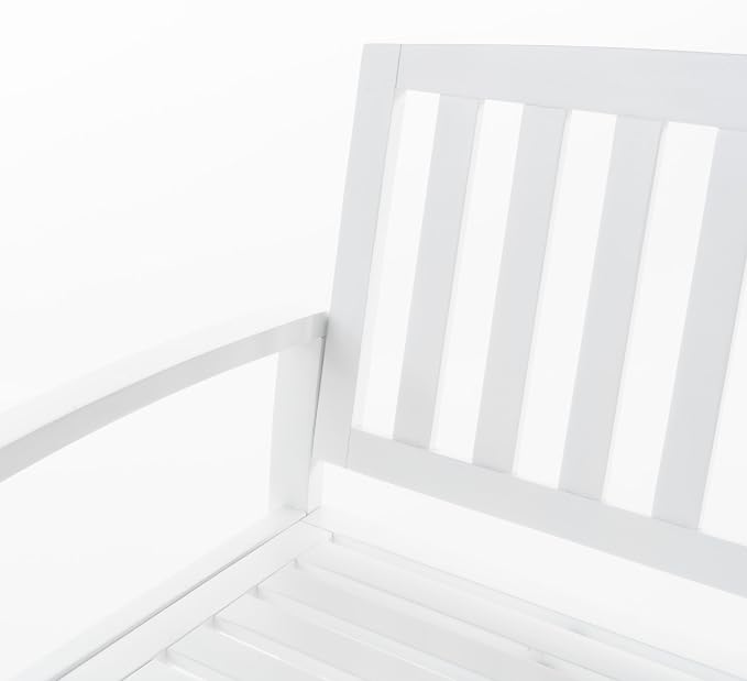 Christopher Knight Home Loja Outdoor Acacia Wood Bench, Pu White - Image 4