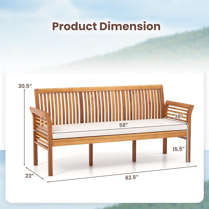 RELAX4LIFE 62.5’’ Outdoor Bench Acacia Wood - Image 3