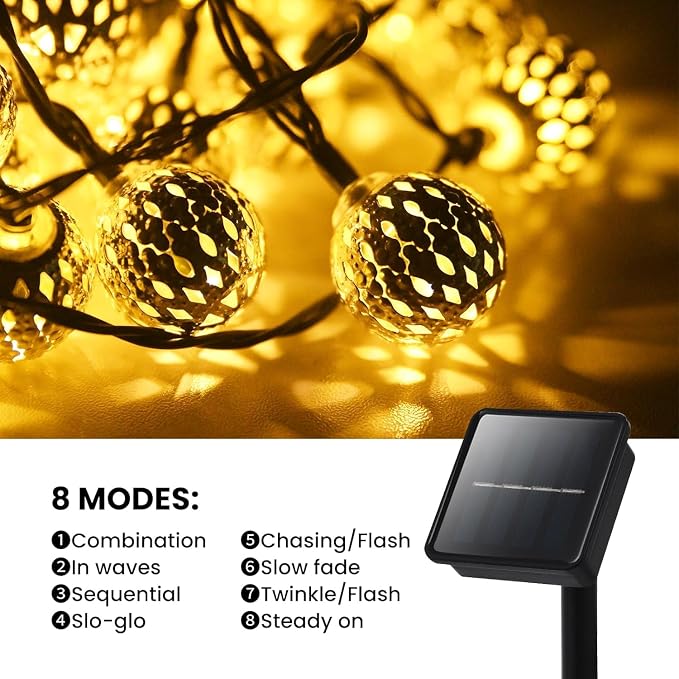 Solar String Lights Outdoor 60LED Moroccan Fairy Lights - Image 6