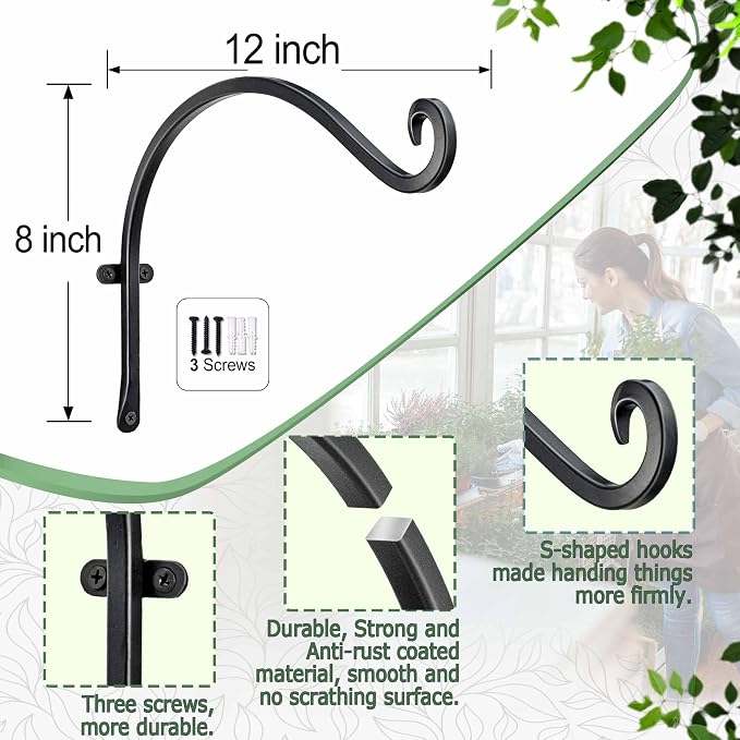 Qiang Ni Bird Feeder Hanger: 12-Inch Wall-Mounted Plant Bracket Outdoor - Image 4