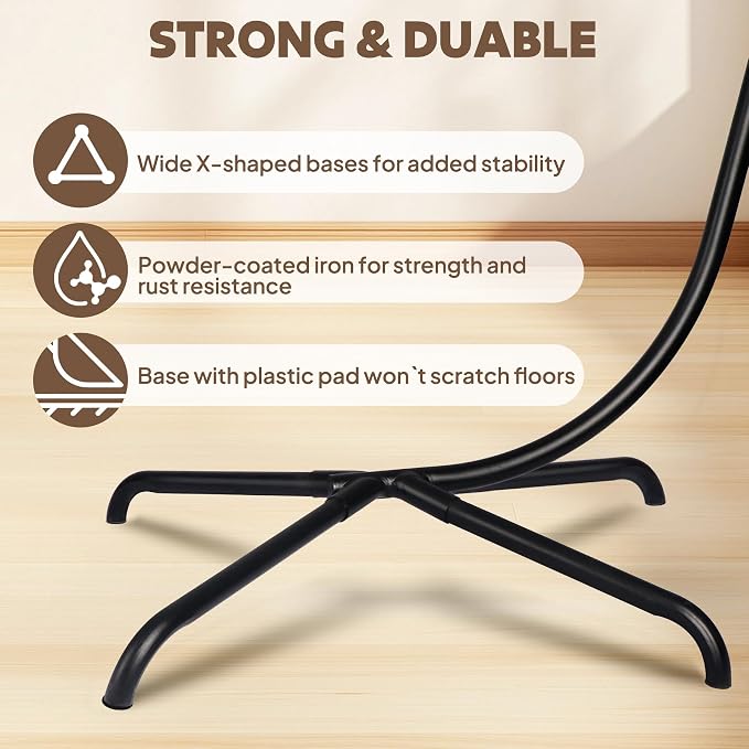 Chihee Egg Chair with Ultra Strong Stand and Cushion Foldable Wicker Rattan - Image 5