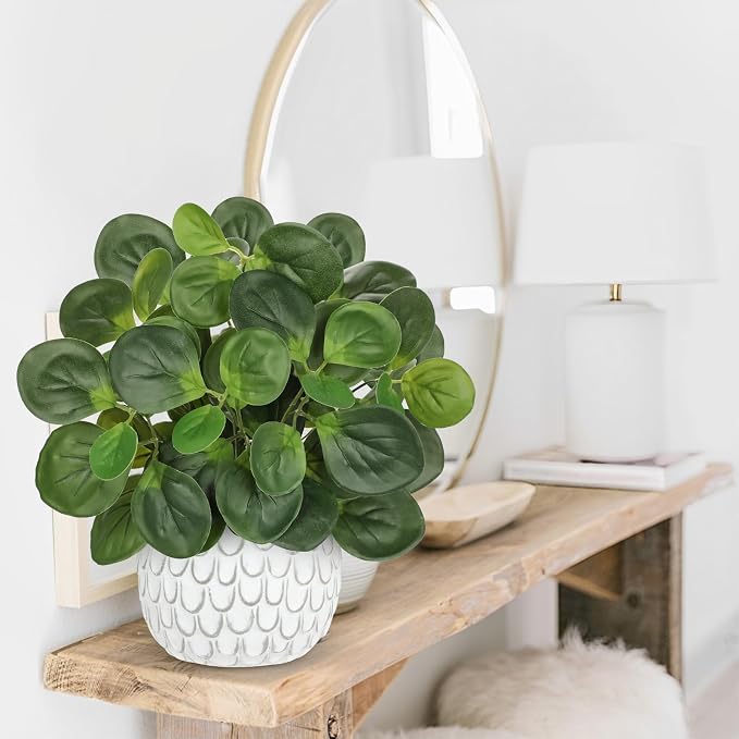 13" Artificial Plants Indoor Small Fake Plant in White Ceramic Pot, Silk Plants - Image 4