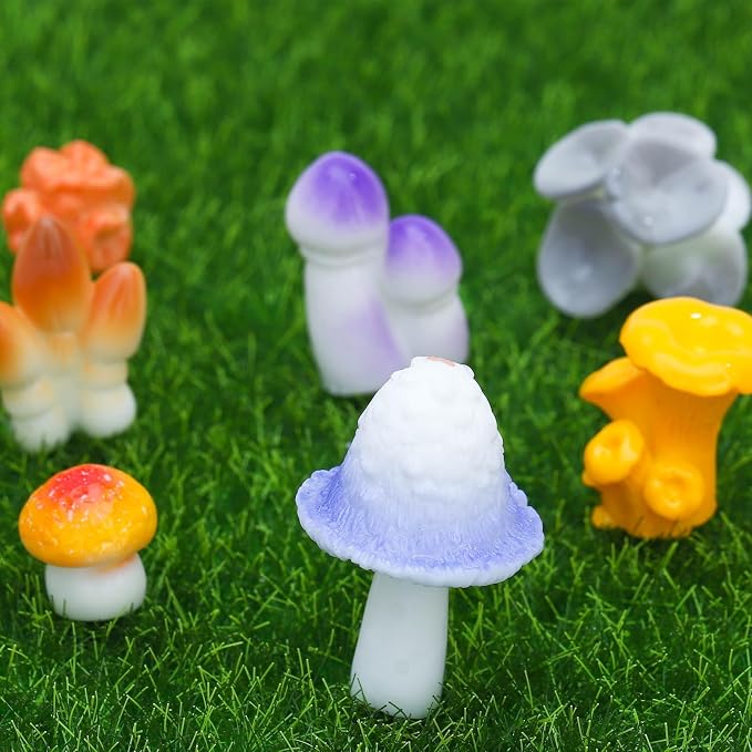 ONEST 33 Pieces Garden Miniature Accessories Mini Resin Mushroom Lawn Micro - Image 3