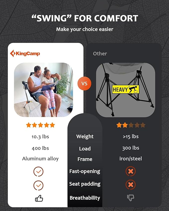 KingCamp Hammock Camping Chair, Swinging Portable Folding Camp Chairs - Image 6