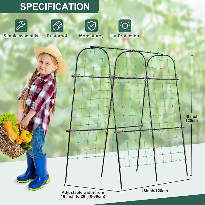 Cucumber Trellis for Raised Bed, 4 feet Garden Trellis for Climbing Plants - Image 5