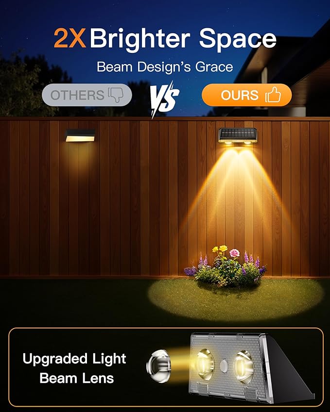 Solar Fence Lights Outdoor, 16 Pack IP65 Waterproof Fence Lights Solar Powered - Image 3