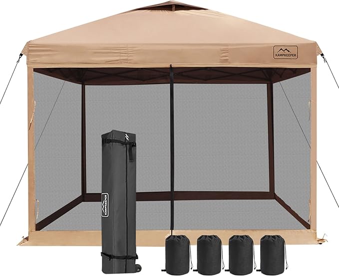 KAMPKEEPER 10x10 Pop-Up Canopy Tent, Waterproof Portable Shade by KAMPKEEPER