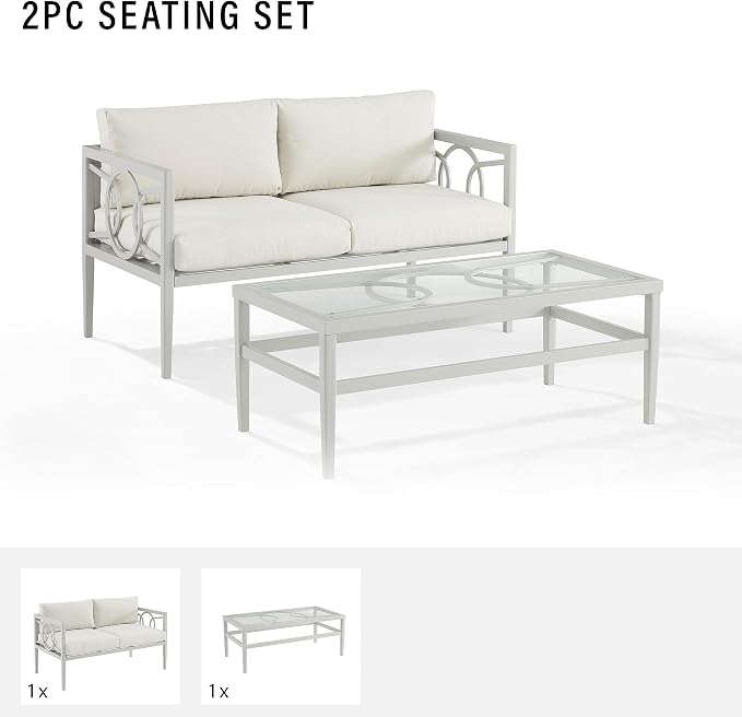 Crosley Furniture Ashford 2-Piece Outdoor Coffee Table and Loveseat Patio - Image 9