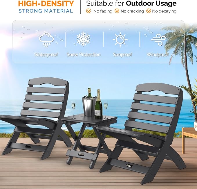 VINGLI Small Folding HDPE Side Table, Plastic Waterproof Portable Adirondack - Image 4