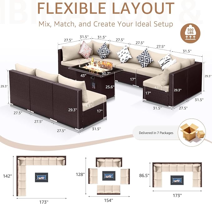 NICESOUL 11 Piece Outdoor Furniture Set - Image 6