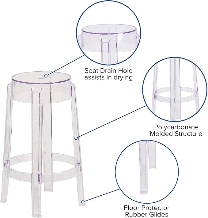 Flash Furniture Laney 25.75" Indoor/Outdoor Counter Height Transparent Dining - Image 4