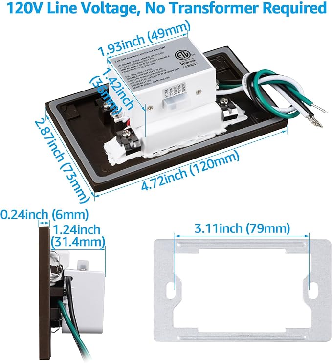 LEONLITE 5CCT 120V LED Step Lights, 3.5W 150LM 5%-100% Dimmable Horizontal - Image 5