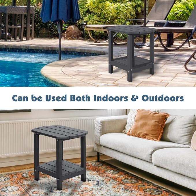Adirondack Outdoor Side Table, 16.5” HDPE Small Patio Table - Image 7
