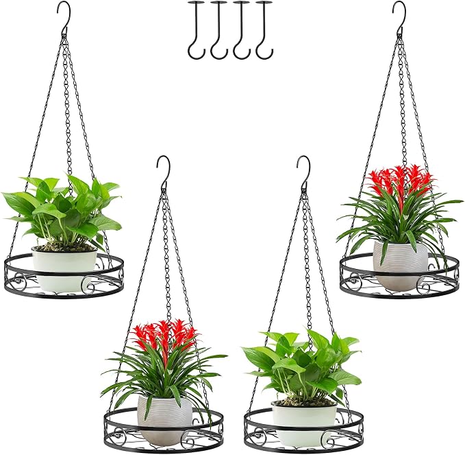 4-Pack Metal Hanging Planters for Outdoor Plants by Qiaomeiysp