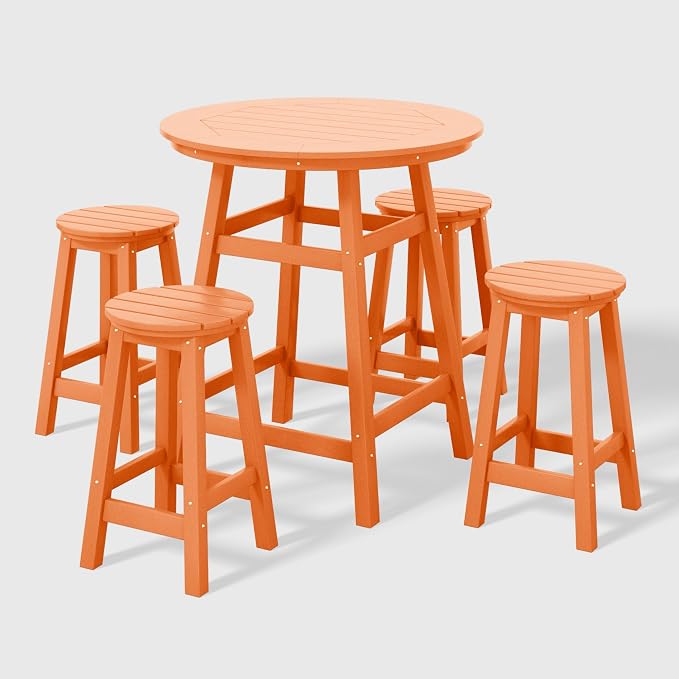 WestinTrends Malibu 5-Piece HDPE Outdoor Patio Dining Bar Bistro Table Set by WestinTrends