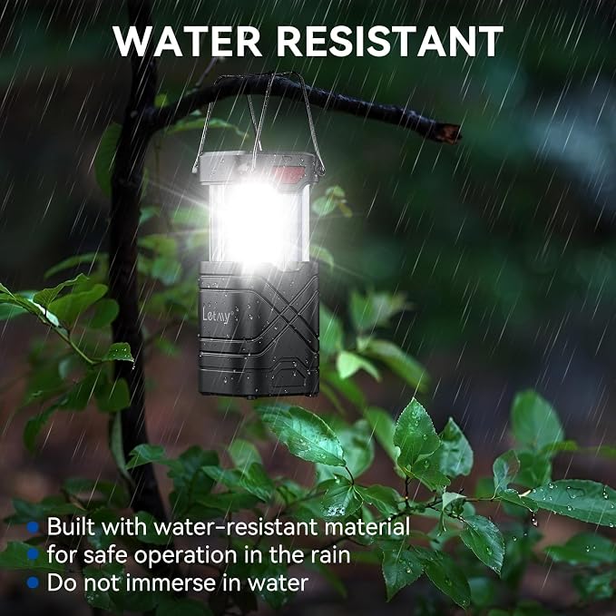 LETMY 4 Pack Camping Lantern, Rechargeable LED Lanterns, Solar Lantern Battery - Image 5