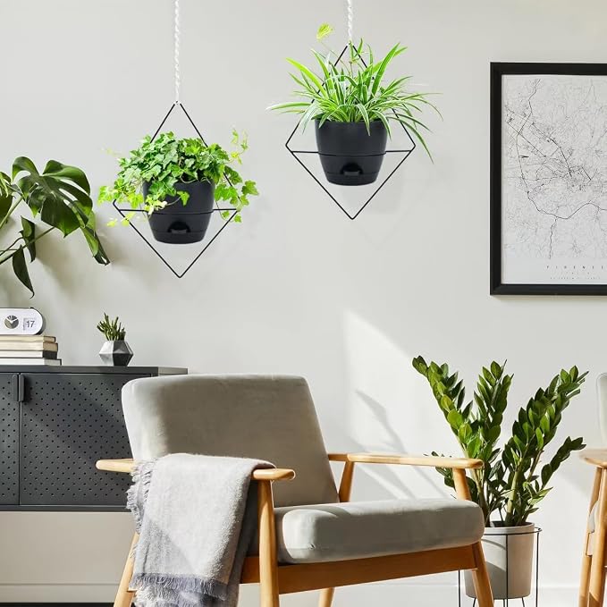 Hanging Planters for Indoor Plants, 2 Set Self Watering Hanging Flower Pots - Image 2