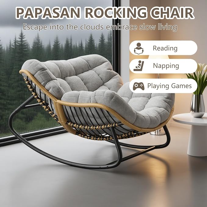 Oversized Papasan Rocking Chair - Image 8