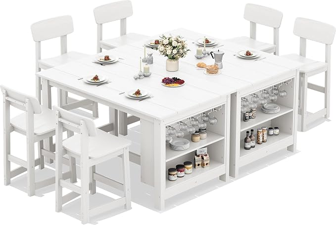 SERWALL 8-Piece HDPE Counter Height Dining Table Sets by SERWALL