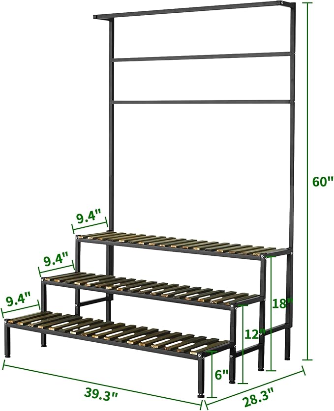 Large Plant Stand Indoor Outdoor, 3 Tier Heavy Duty Hanging Plant Stand - Image 6