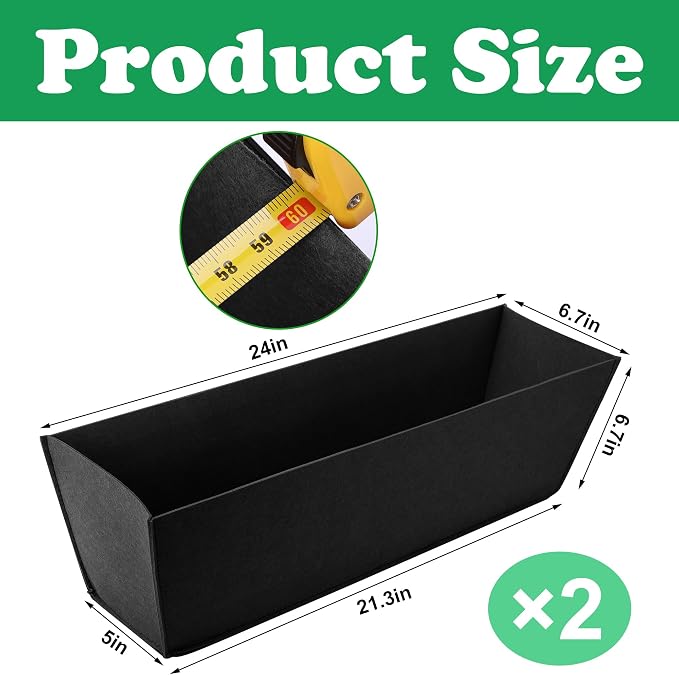 Adnee 2 Pcs 24 Inch Fabric Plant Window Box Liners-Rectangular Non-Woven - Image 2