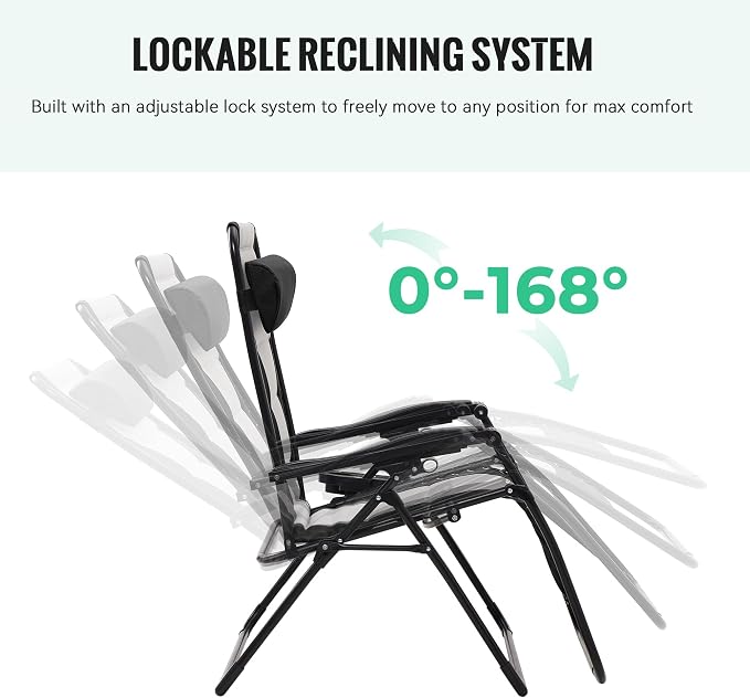 JEAREY Oversized Padded Zero Gravity Chairs, Folding Lounge Chair Outdoor Patio - Image 6