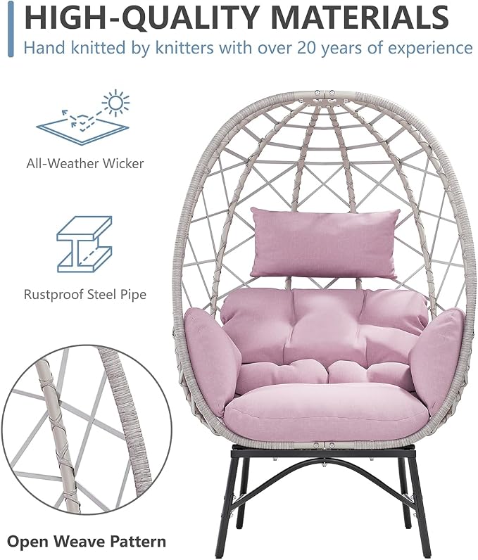 SWITTE Wicker Egg Chair Outdoor, Oversized Patio Lounge Chairs - Image 5