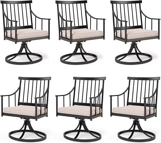 PHI VILLA Swivel Chairs Set of 6 Patio Dining Rocker Chair by PHIVILLAThepioneerofcomfortablehouseholdsupplies