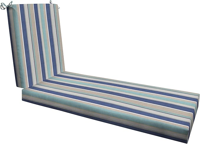 Honeycomb Outdoor Heritage Chaise 21.5 x 70, Stripe Blue & Beige Chaise Lounge by Honeycomb