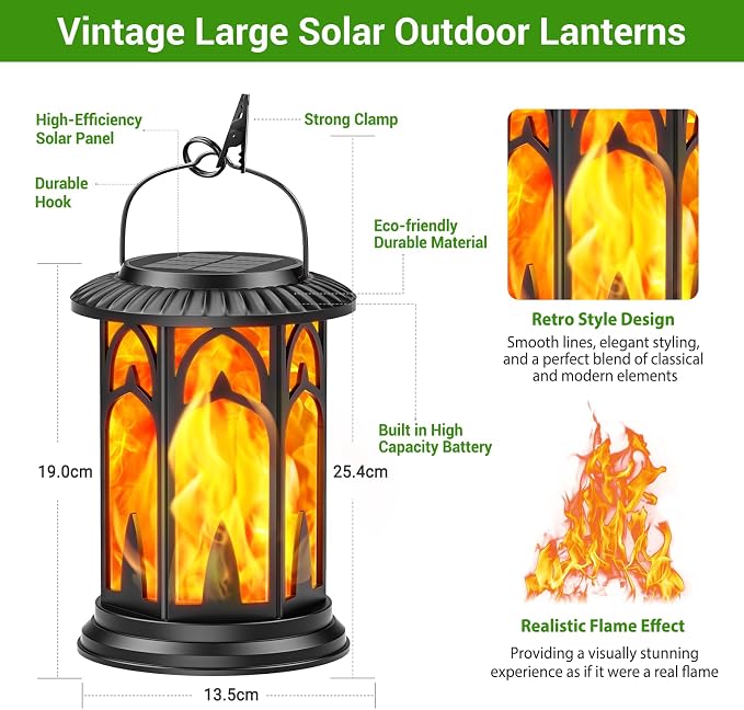 KOOPER Taller Solar Lanterns Outdoor Waterproof Hanging Solar Lantern Lights - Image 3