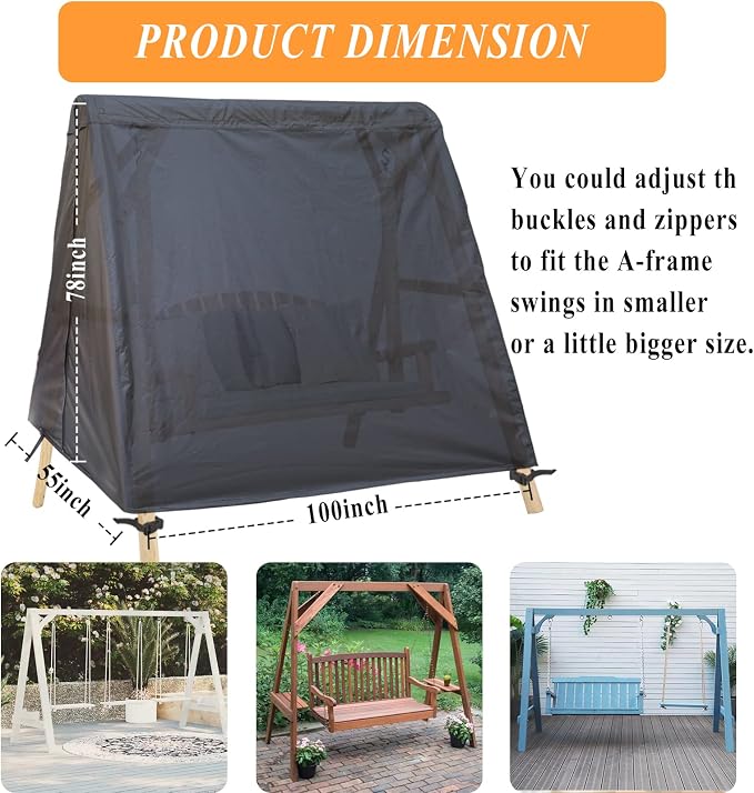 Patio Swing Cover A-Frame Swing Covers Waterproof 3 Seat UV Resistant Weather - Image 2