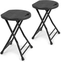Folding Stool with Handle, Folding Chair, Folding Bar Stool with Non-Slip Feet by COOZMENT