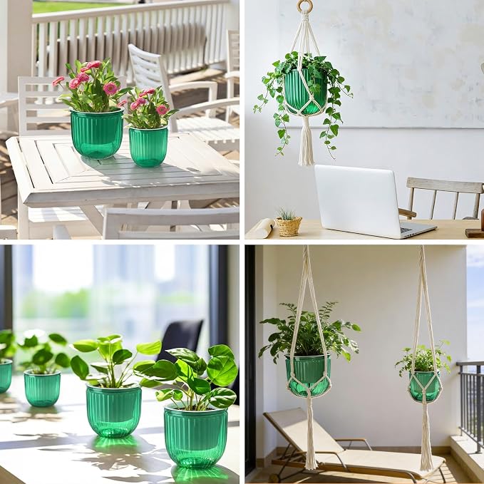 6 Pack Self Watering Hanging Planters Indoor Flower Pots Visible Water Level - Image 6