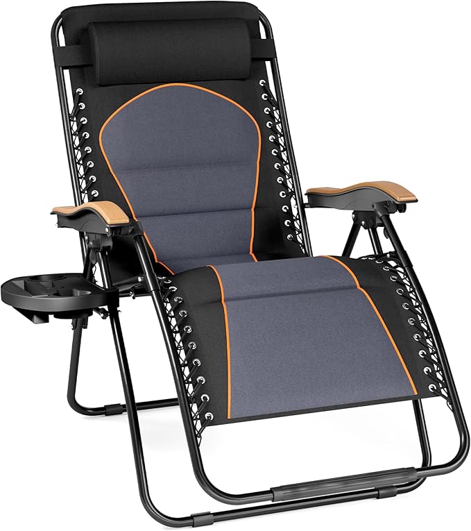 PHI VILLA XXL Oversized Padded Zero Gravity Chair, Foldable Patio Recliner by PHIVILLAThepioneerofcomfortablehouseholdsupplies