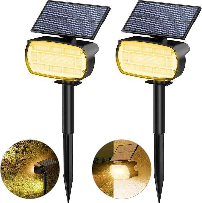 Fabrito 136 LED Solar Spot Lights Outdoor 4 Packs Warm White by Fabrito