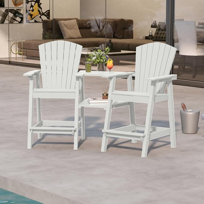 White HDPE Tall Adirondack Chair Set of 2 - Image 7