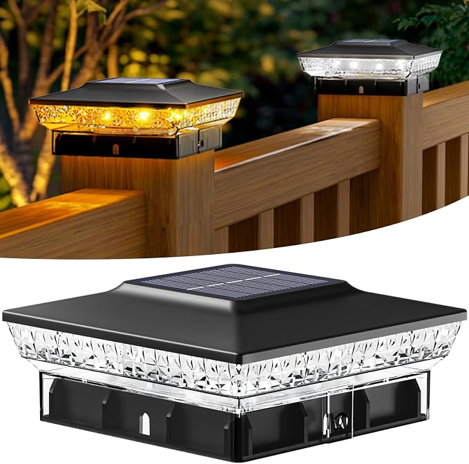 btfarm 4x4 Solar Post Cap Lights Outdoor, 2 Color Modes 16 LED Fence Post by btfarmdecorativelighting